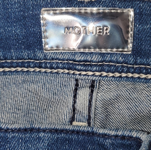 Mother The Weekender Fray Mid-Rise Flared Jeans Sz 25 US Original Blue Denim - Picture 12 of 16